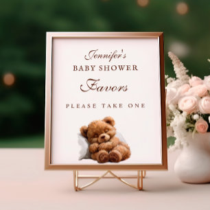 Adorable Sleeping Teddy Bear Baby Shower Favors Si Poster