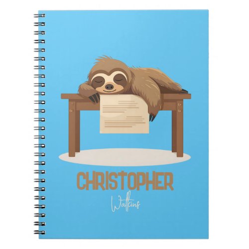 Adorable Sleepy Studying School Sloth Notebook