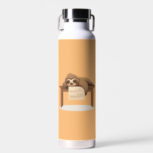 Adorable Sleepy Studying Sloth Water Bottle