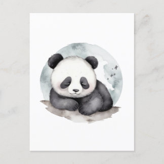 Adorable Sleepy Watercolor Baby Panda Bear Postcard