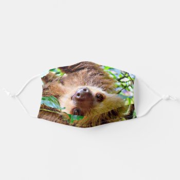 Adorable Sloth Adult Cloth Face Mask by MehrFarbeImLeben at Zazzle