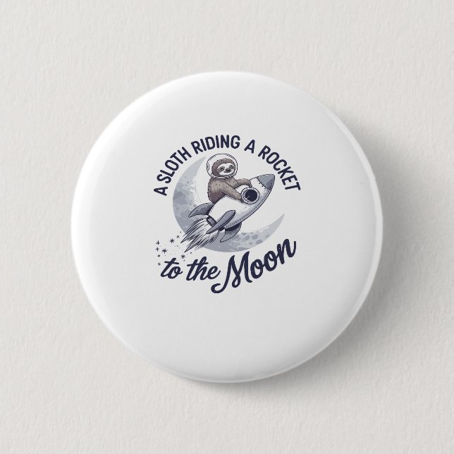 Adorable Sloth Astronaut Riding Button (Front)