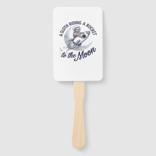 Adorable Sloth Astronaut Riding Hand Fan