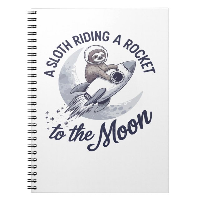 Adorable Sloth Astronaut Riding Notebook (Front)