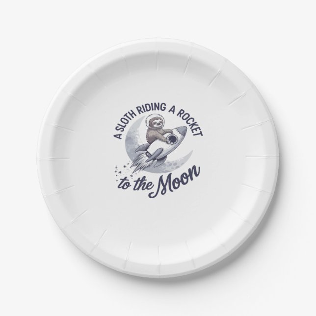 Adorable Sloth Astronaut Riding Paper Plates (Front)