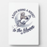 Adorable Sloth Astronaut Riding Plaque
