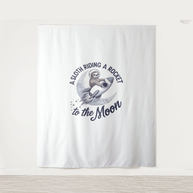 Adorable Sloth Astronaut Riding Tapestry (Front)