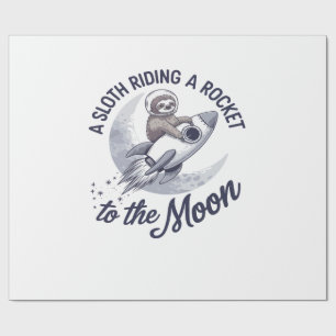 Adorable Sloth Astronaut Riding Wrapping Paper
