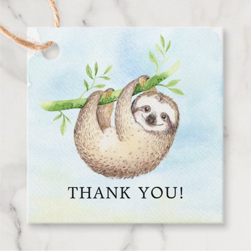 Adorable Sloth Baby Shower Favor Gift Tag