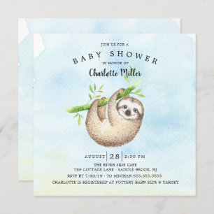 Adorable Sloth Baby Shower Invitation