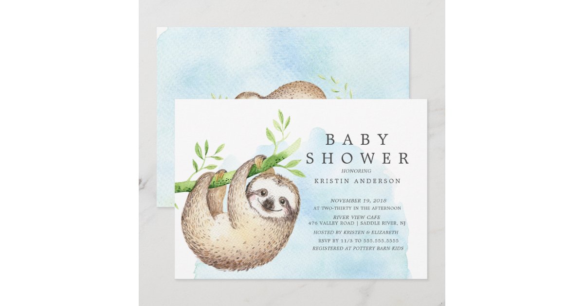 Adorable Sloth Baby Shower Invitation | Zazzle