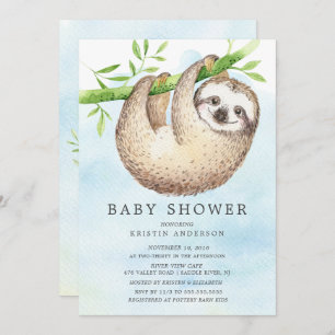 Adorable Sloth Baby Shower Invitation