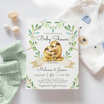 Adorable Sloth Baby Shower Invitation by YourMainEvent at Zazzle