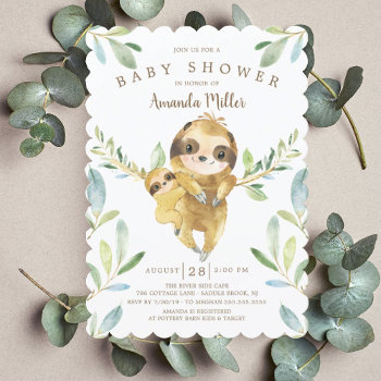 Adorable Sloth Baby Shower Invitation by invitationstop at Zazzle