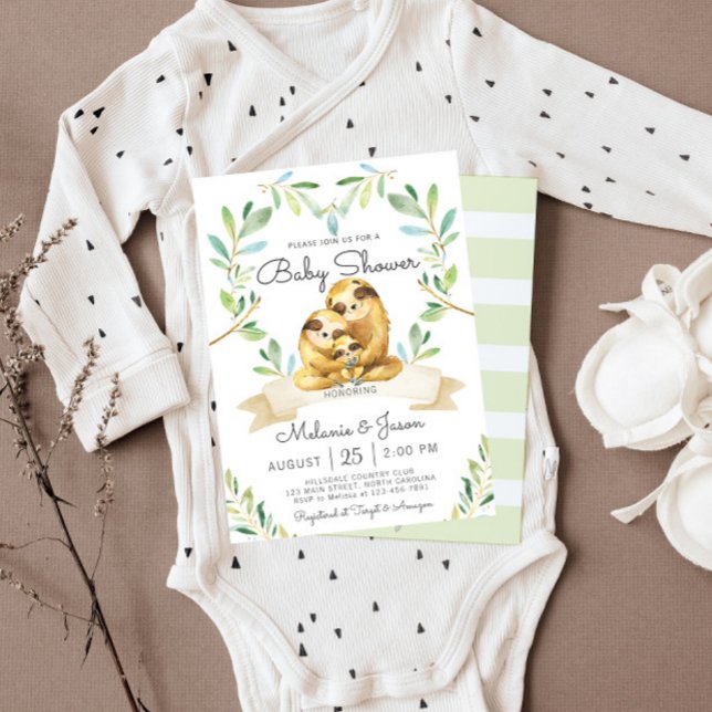 Adorable Sloth Baby Shower Invitation (Creator Uploaded)