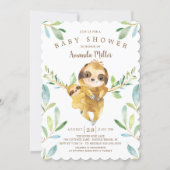 Adorable Sloth Baby Shower Invitation (Front)
