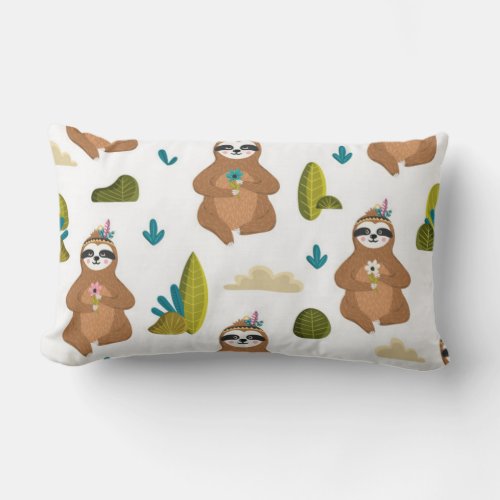 Adorable Sloth Bedroom Decor Lumbar Pillow