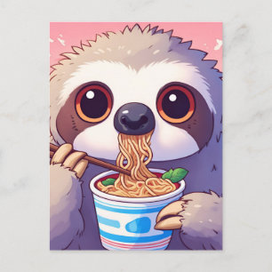 Adorable Sloth Eating Ramen Postcard
