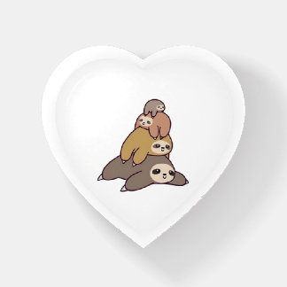Adorable Sloth Family Cartoon Paperweight