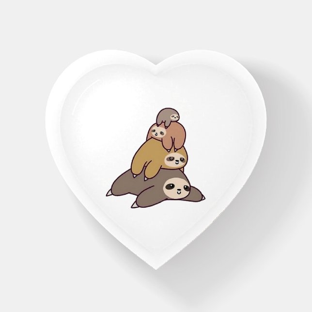 Adorable Sloth Family Cartoon   Paperweight (Front)