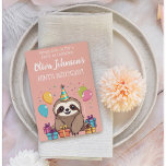 Adorable Sloth Girls Birthday Pink Party Invitation<br><div class="desc">Introducing our Pink Adorable Sloth Birthday Party Invitations - Adding Charm and Whimsy to Your Special Day! Get ready to set the stage for an enchanting and memorable birthday party with our Pink Birthday Invitations featuring a lovable sloth donning a party hat and gleefully opening presents, all against a backdrop...</div>