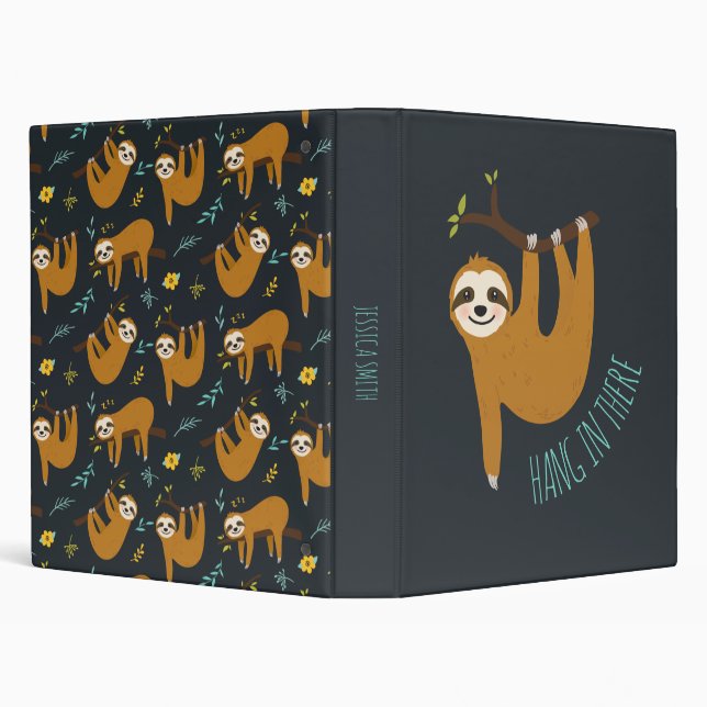 Adorable Sloth "Hang in There"  3 Ring Binder (Background)