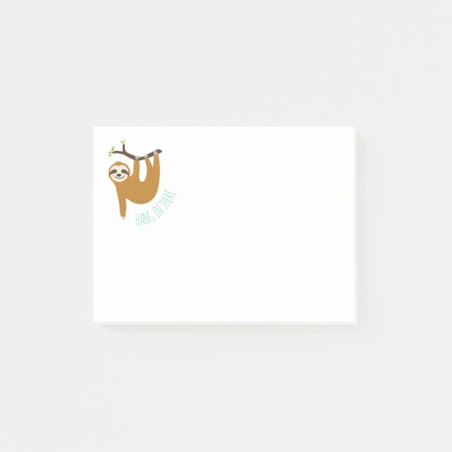 Adorable Sloth "Hang in There" Post-it Notes (Front)