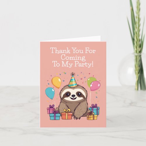 Adorable Sloth Happy Birthday Personalized Pink Thank You Card