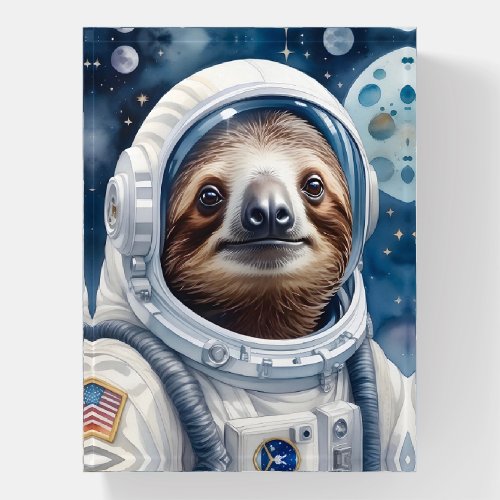 Adorable Sloth in Astronaut Suit in Outer Space Paperweight