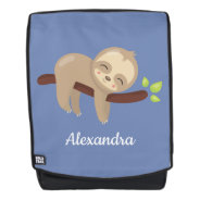 Adorable Sloth In Tree Animal Illustration Blue Backpack at Zazzle