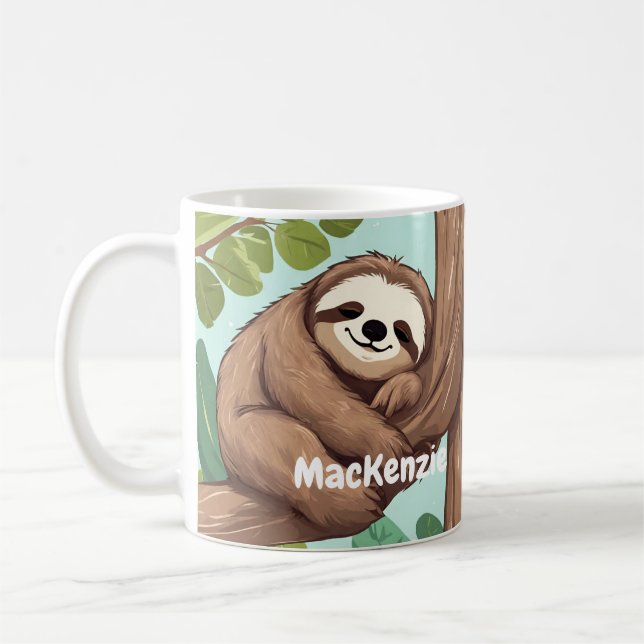 Adorable Sloth Lazy Custom Coffee Mug Gift Idea (Left)
