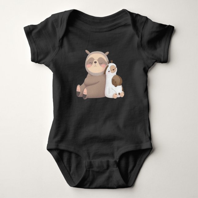 adorable sloth relaxing on a llama Bodysuit (Front)