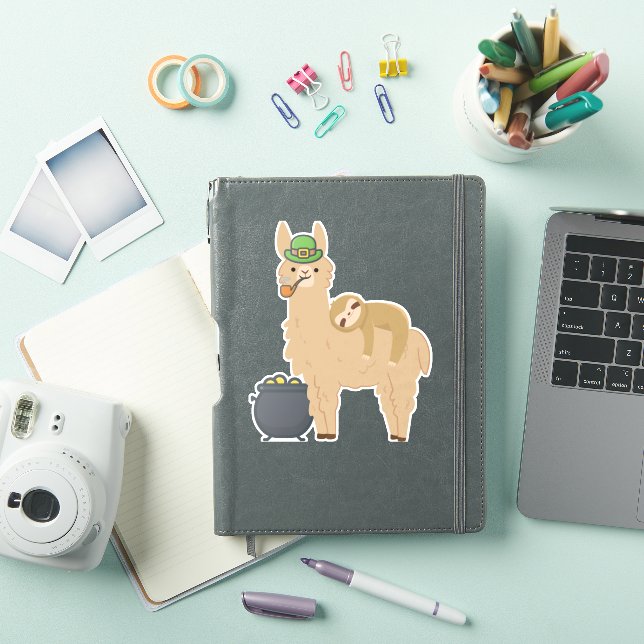 Adorable Sloth Relaxing on a Llama Celebrating St  Sticker (iPad Cover)