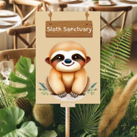Adorable Sloth Sanctuary Jungle Safari Table Sign