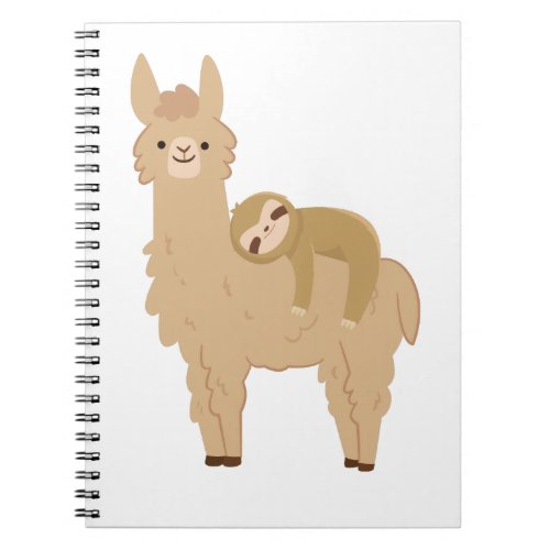 Adorable Sloth Sleeping on a Llama Notebook