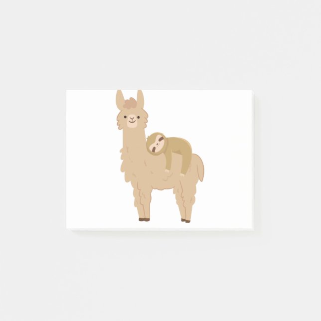 Adorable Sloth Sleeping on a Llama Post-it Notes (Front)