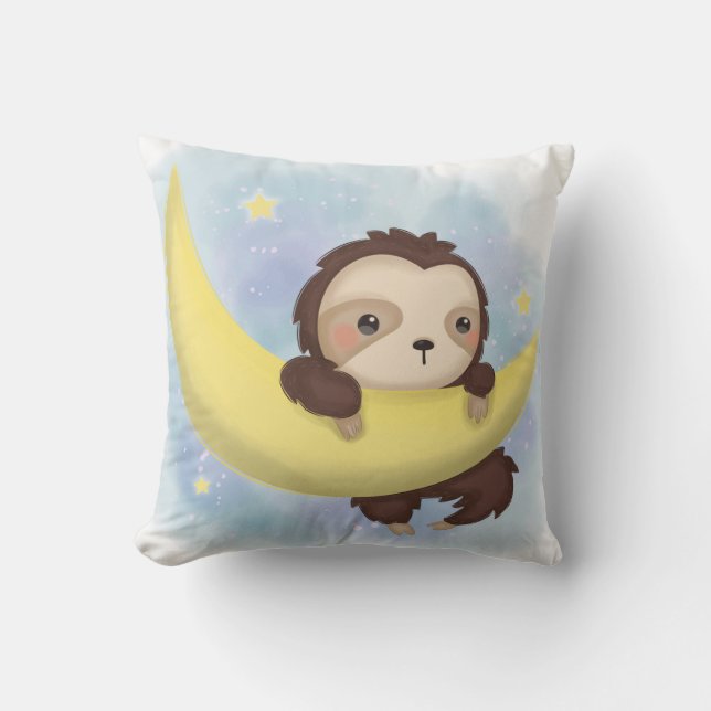 Adorable Sloth Throw Pillow (Front)