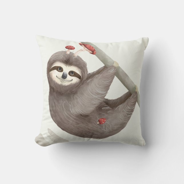 Adorable Sloth Throw Pillow (Front)