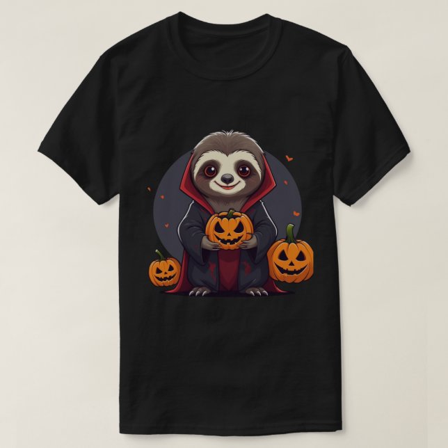 Adorable Sloth Vampire Halloween Perfect Spookyfun T-Shirt (Design Front)