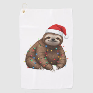 Adorable Sloth Wrapped in Holiday Lights Classic T Golf Towel