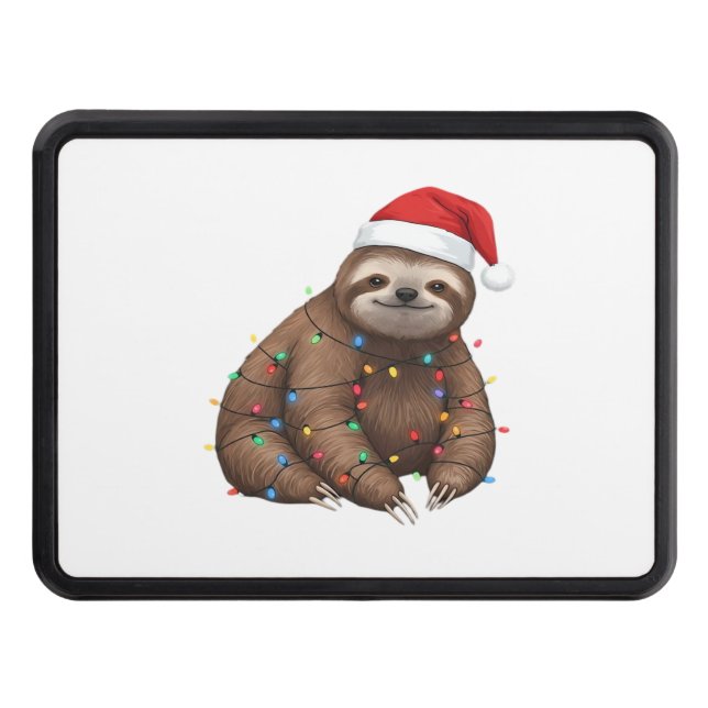 Adorable Sloth Wrapped in Holiday Lights Classic T Hitch Cover (Front)