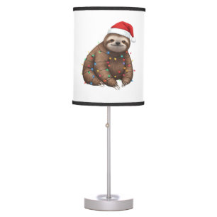 Adorable Sloth Wrapped in Holiday Lights Classic T Table Lamp