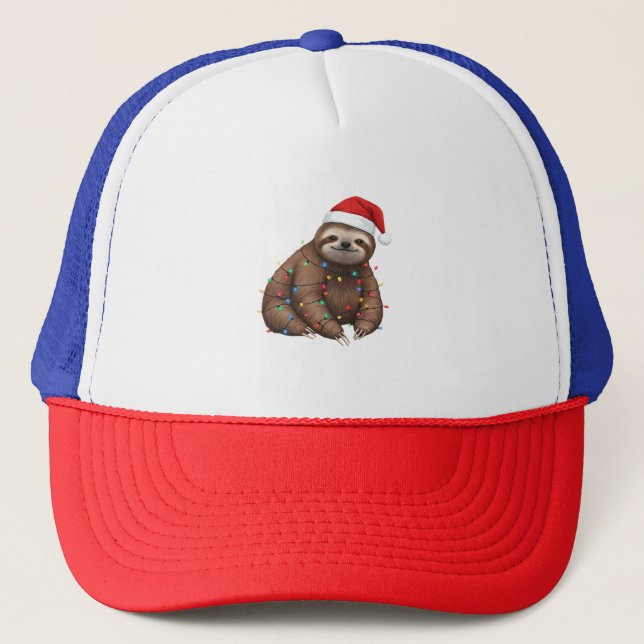 Adorable Sloth Wrapped in Holiday Lights Classic T Trucker Hat (Front)