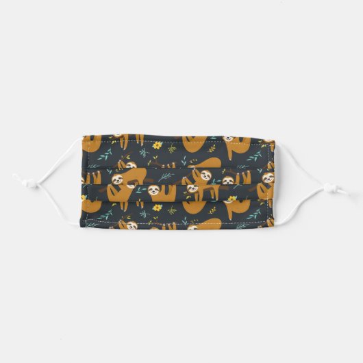 Adorable Sloths Pattern Adult Cloth Face Mask (Front, Folded)