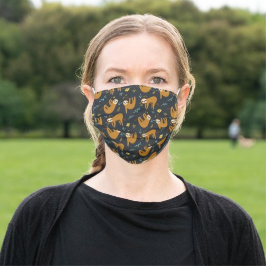 Adorable Sloths Pattern Adult Cloth Face Mask (Outside)