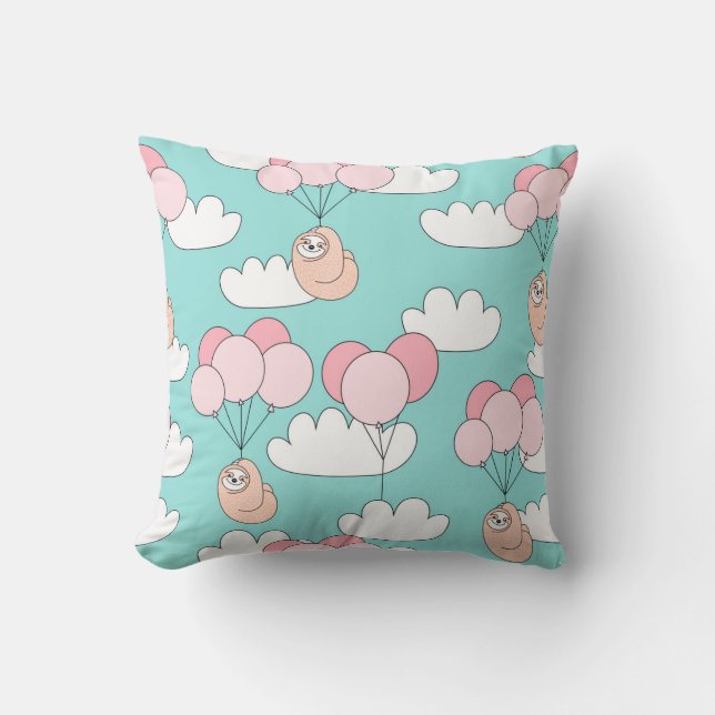 Adorable Sloths Throw Pillow (Front)