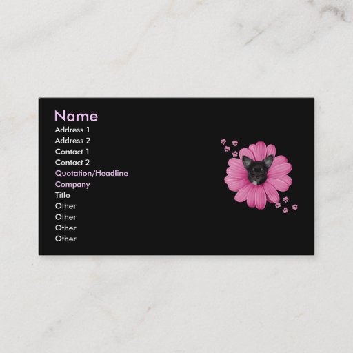 Customizable Adorable Sly Heaven Chihuahua Pink Flower Business Card Templates