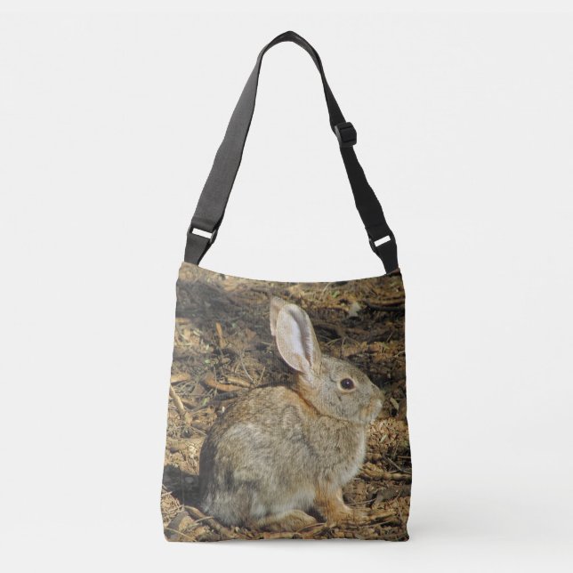 Adorable Small Brown Desert Bunny Photograph Crossbody Bag (Front)