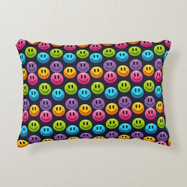"Adorable Smile Emoji Pattern Collection" Accent Pillow (Front)