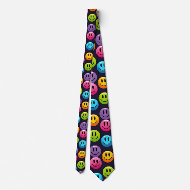 "Adorable Smile Emoji Pattern Collection" Neck Tie (Back)
